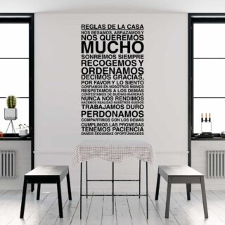 Vinilo Decorativo Texto Reglas de la Casa en español creavinilo bogota