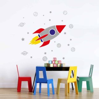 space rocket cohete con planetas vinilo adhesivo infantil para niño bogotá creavinilo adazio