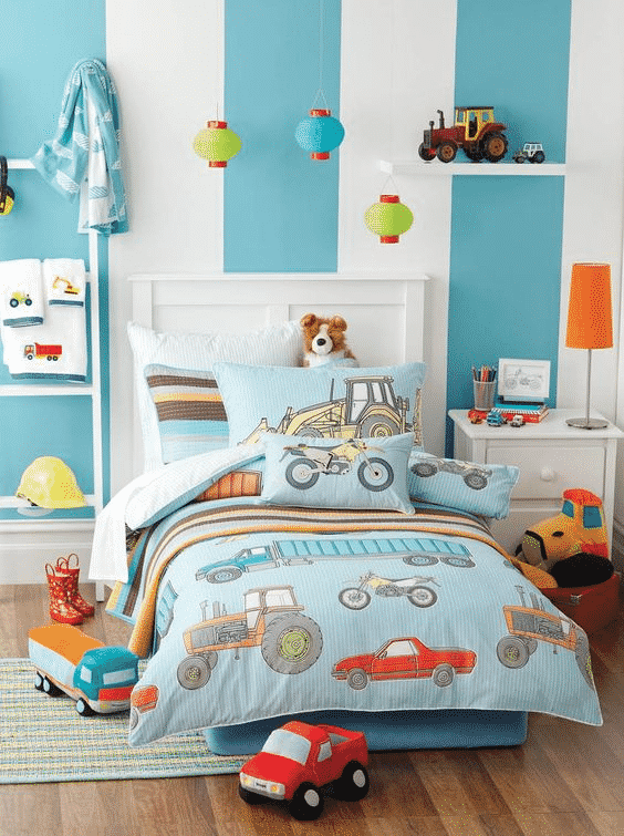 decoracion cuarto habitacion niño varon infantil carros colores pastel