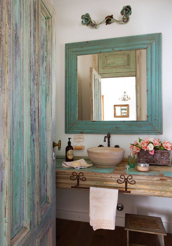 espejos boho baños modernos madera
