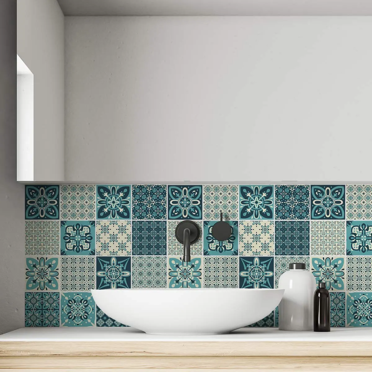 sin obra decoracion baños modernos azulejos adhesivos