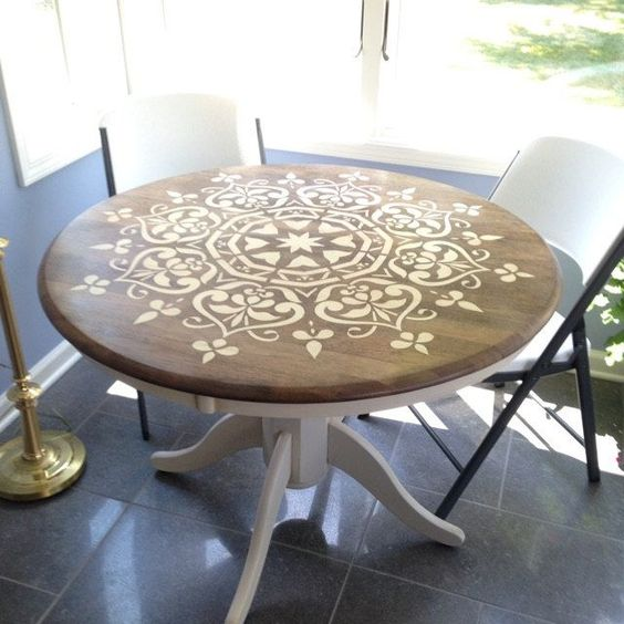 mesas redondas con vinilo  forrar decorar renovar decoracion moderna mandalas