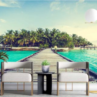 Adhesivo Crea Vinilo Fotomural Playa Tropical para oficinas creavinilo adazio Colombia bogota cali medellin