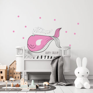 Crea Vinilo decorativo infantil de ballena con texto personalizable creavinilo adazio bogota cali medellin