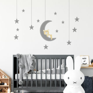 "Vinilo Decorativo infantil Oso en la Luna ""oso infantil bebé estrellas nubes creavinilo adazio"