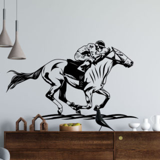 Crea Vinilo adhesivo decorativo de caballero jinete jockey y caballo creavinilo adazio