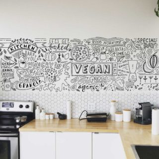 crea vinilo decorativo adhesivo doodles para cocina decoración restaurante vegano comida creavinilo adazio