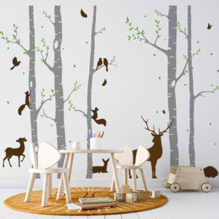 wall decor para niños bosque con animales salvajes