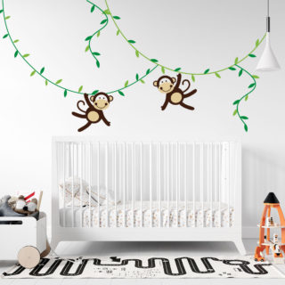vinilo decorativo infantil con monos lianas