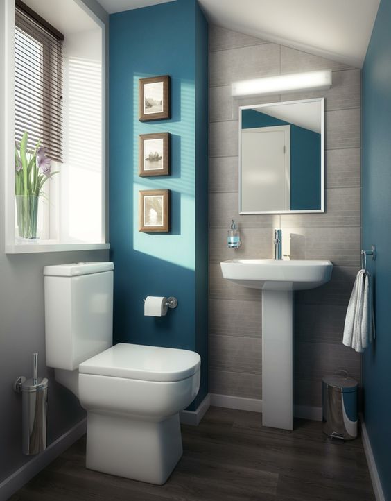 baños pequeños modernos y funcional color
