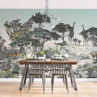 Papel tapiz panoramico safari comedor papel de colgadura comedor papel pintado africa revestimiento de paredes adazio design