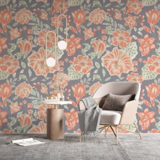 Papel pintado floral vintage para salas adazio design