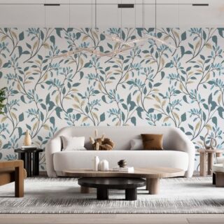 Papel tapiz con diseño floral estilo vintage para salas adazio design