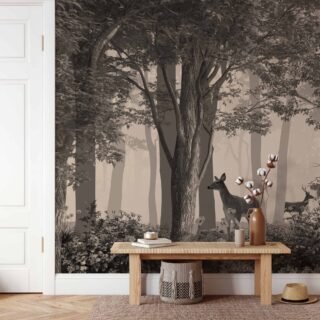 Papel tapiz panorámico con diseño de Bosque y Animales para espacios modernos Adazio Design