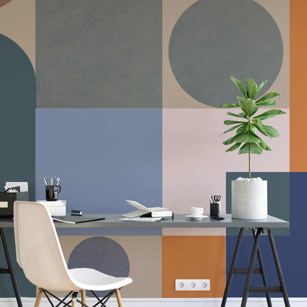 Papel tapiz con estilo Bauhaus para decorar oficinas 
