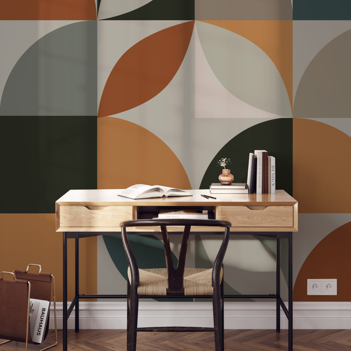 Papel tapiz con estilo Bauhaus para decorar oficinas
