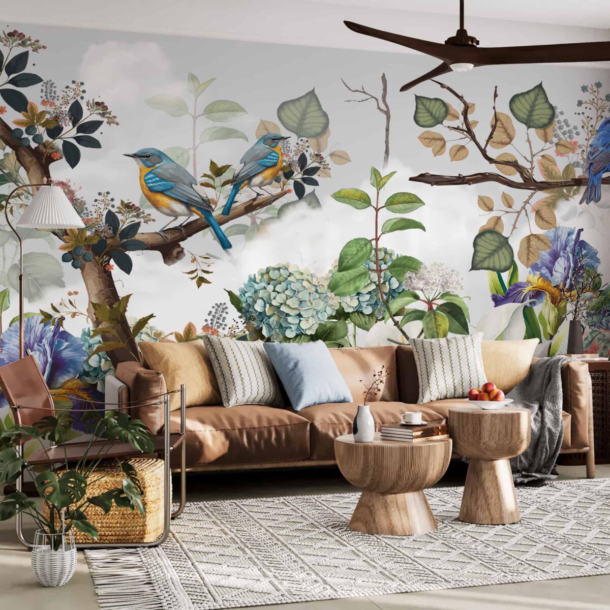 Papel tapiz mural de pájaros y naturaleza para salas