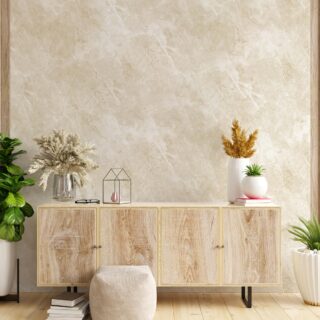 Wallpaper con textura mármol en tonos beige, perfecto para salas de estar