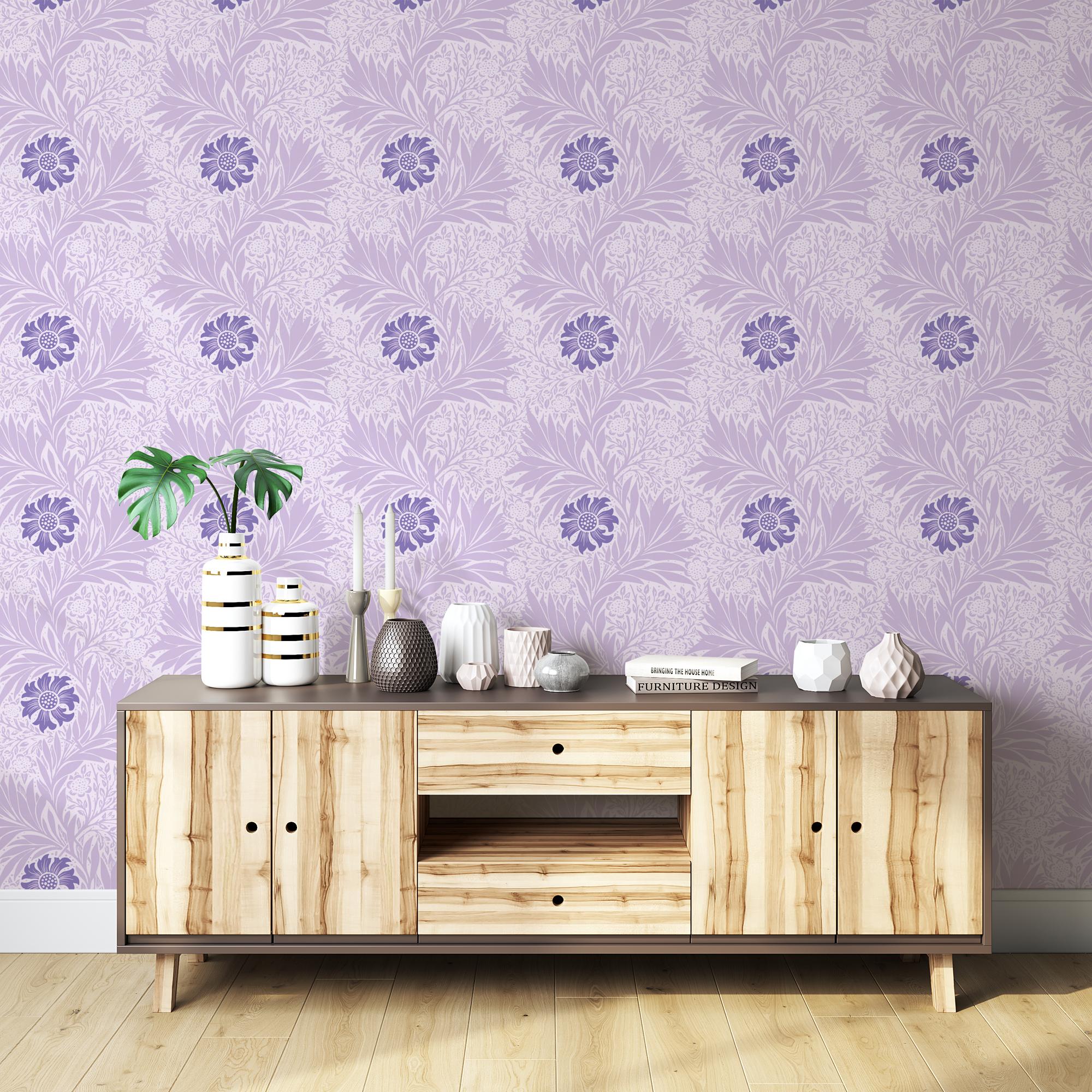 Papel tapiz de flores violetas para una decoración moderna